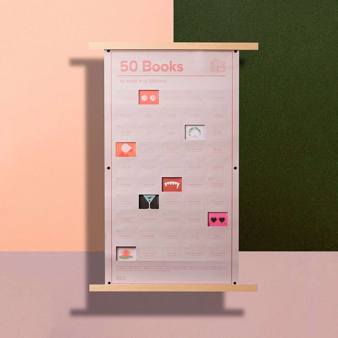 Плакат 50 книг, которые нужно прочитать в жизни Плакат 50 книг, которые нужно прочитать в жизни