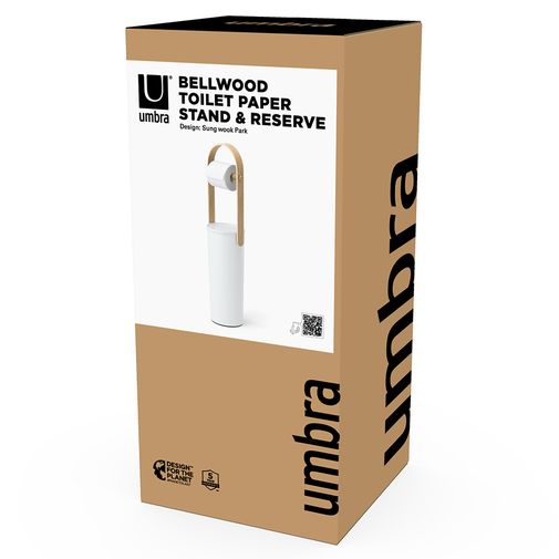 Держатель-органайзер для туалетной бумаги Bellwood (белый/натуральное дерево)