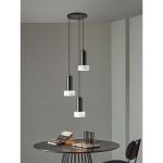 Светильник подвесной каскадный Fungus, 15х25 см, 3 плафона, белый/черный