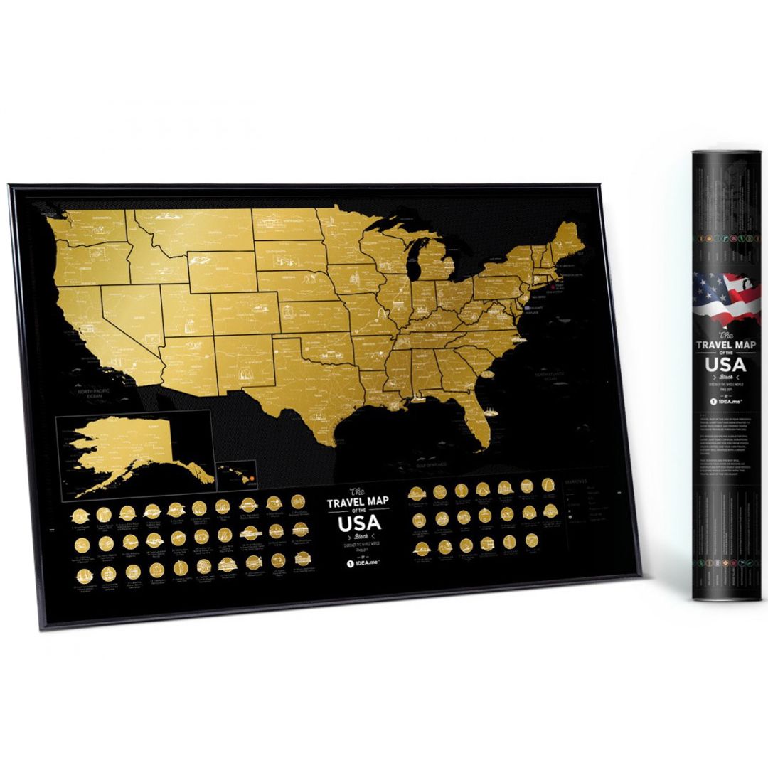 Скретч-карта США Travel Map USA Black