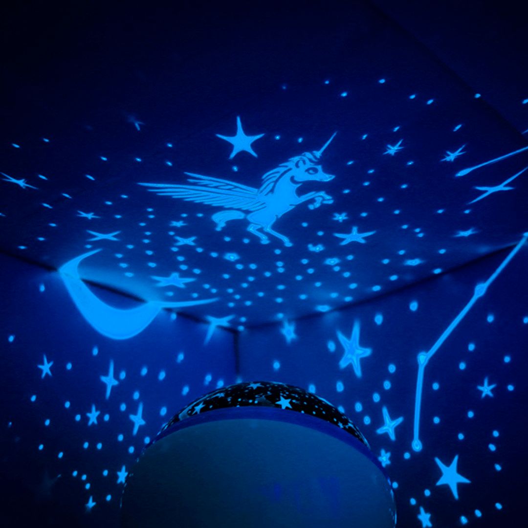 Вращающийся Ночник звездного неба с единорогом