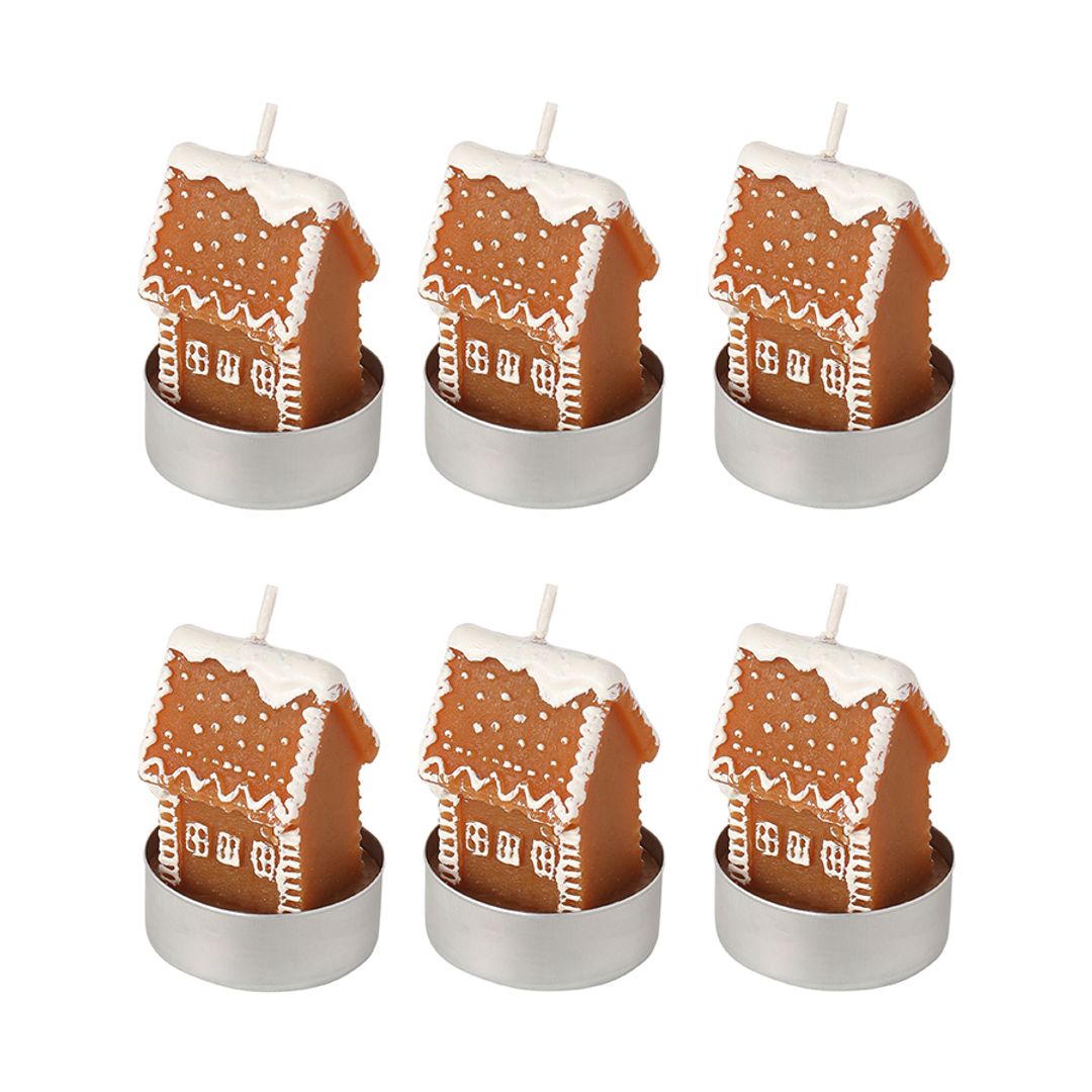 Набор декоративных свечей Gingerbread houses из коллекции New Year Essential, 6 шт.