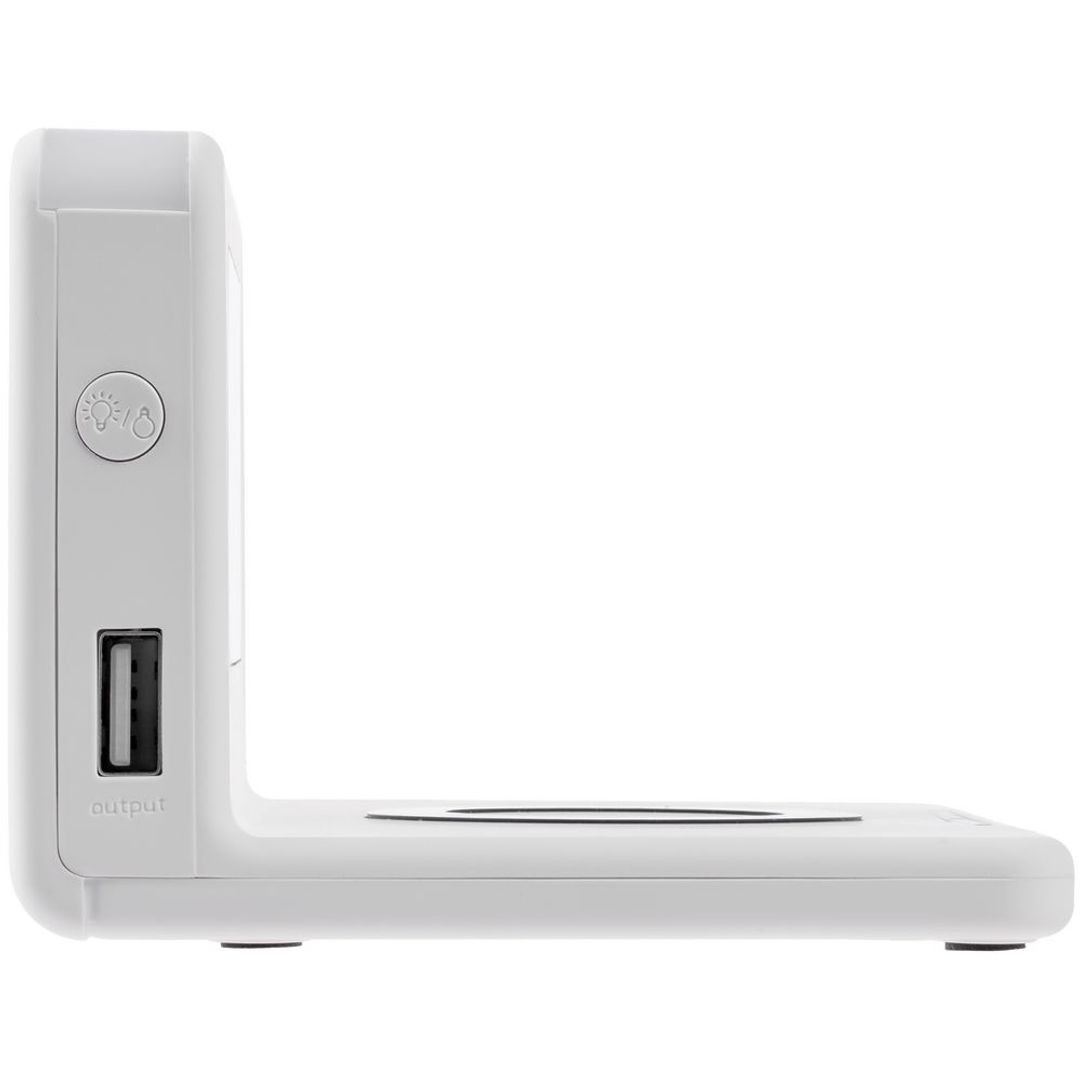 Часы настольные с беспроводным зарядным устройством Pitstop (белый)