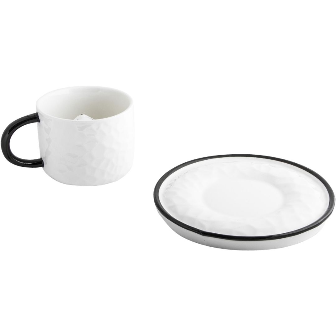 Кружка с блюдцем Котик на дне