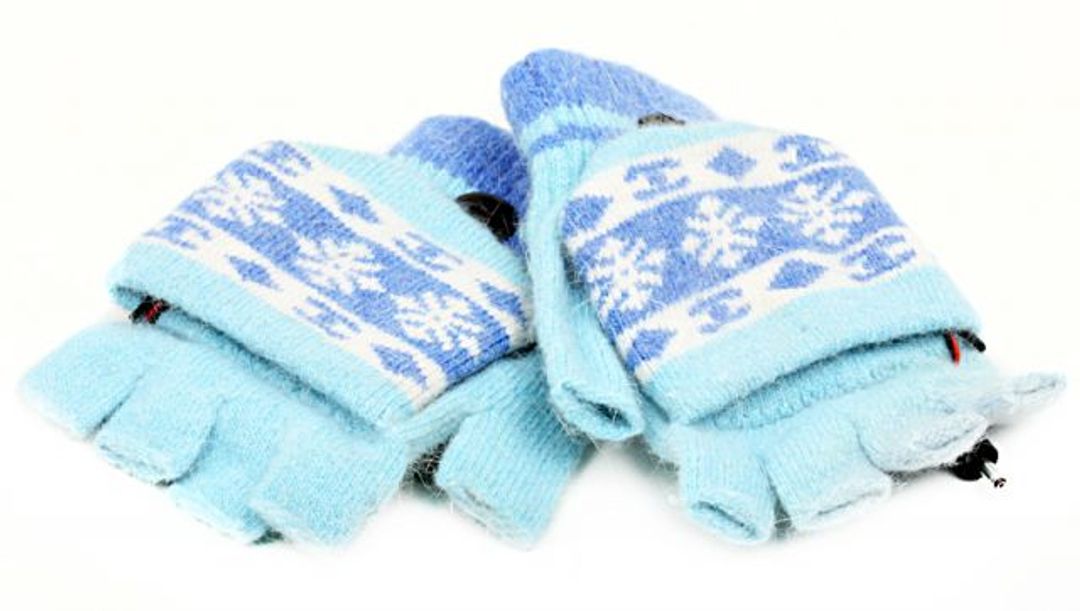 Перчатки с подогревом от USB Голубые