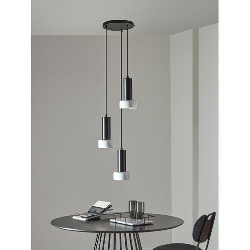Светильник подвесной каскадный Fungus, 15х25 см, 3 плафона, белый/черный