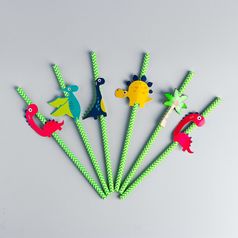 Трубочки для коктейлей Динозаврики (6 шт.)