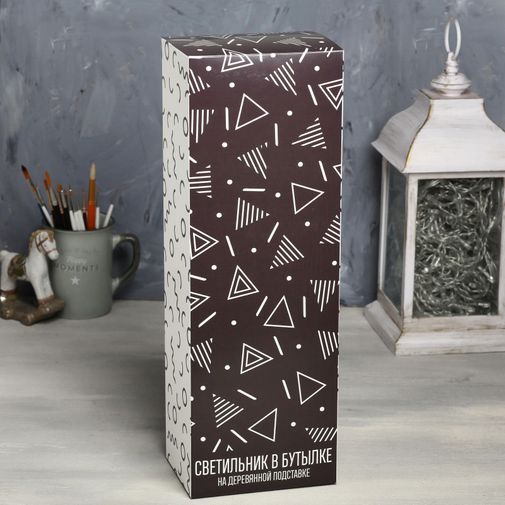 Светильник в бутылке на подставке Кот