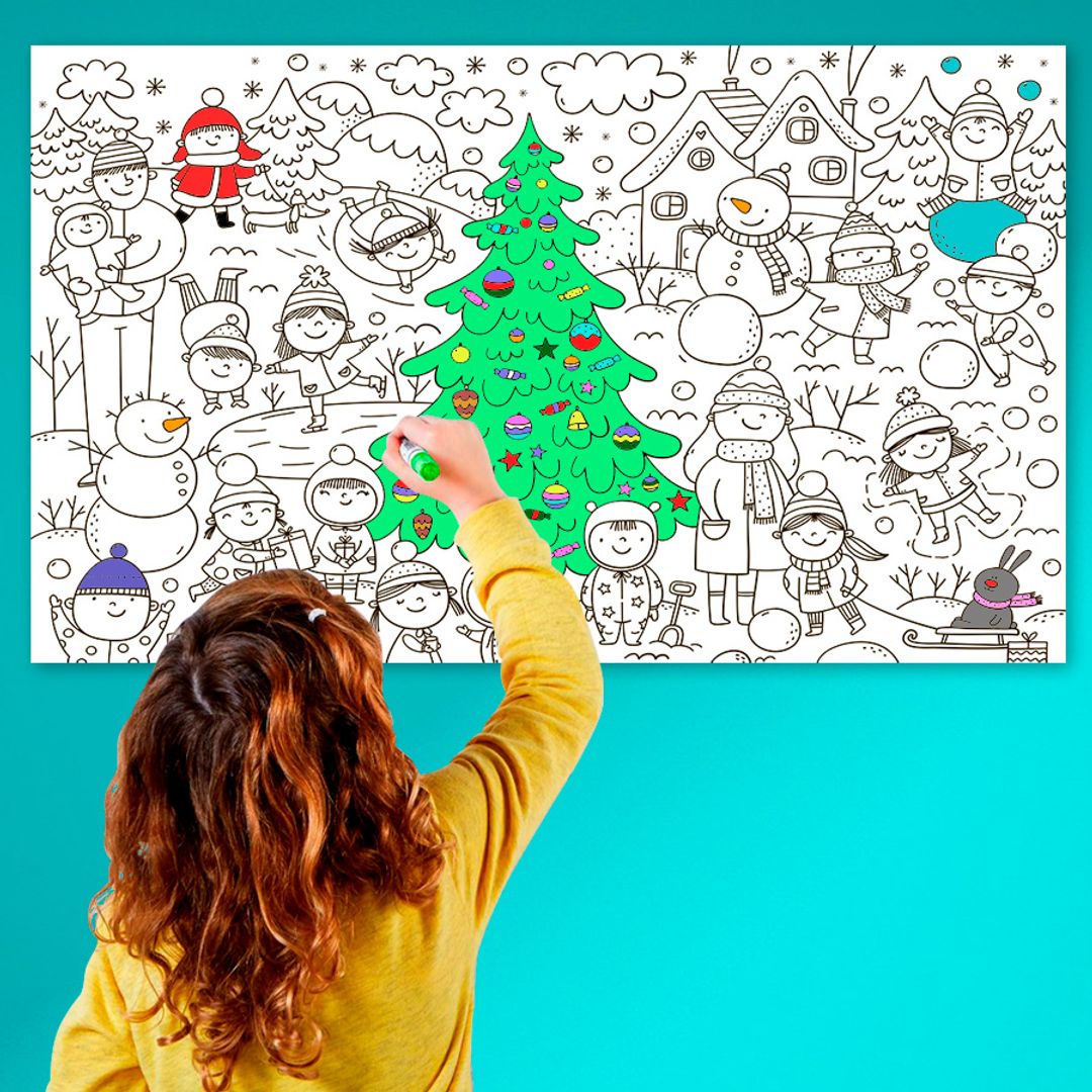 Большая детская раскраска Зима Большая детская раскраска Зима