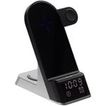 Зарядная станция c часами E-Store для смартфона, часов и наушников (Черная)