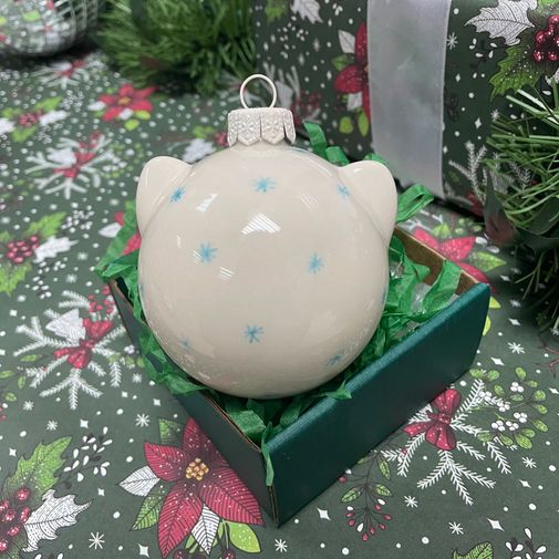 Фарфоровый елочный шар Тигрица повар (ручная роспись)