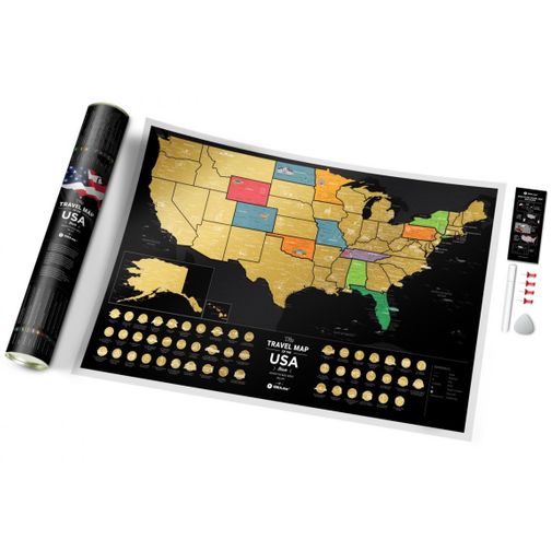 Скретч-карта США Travel Map USA Black