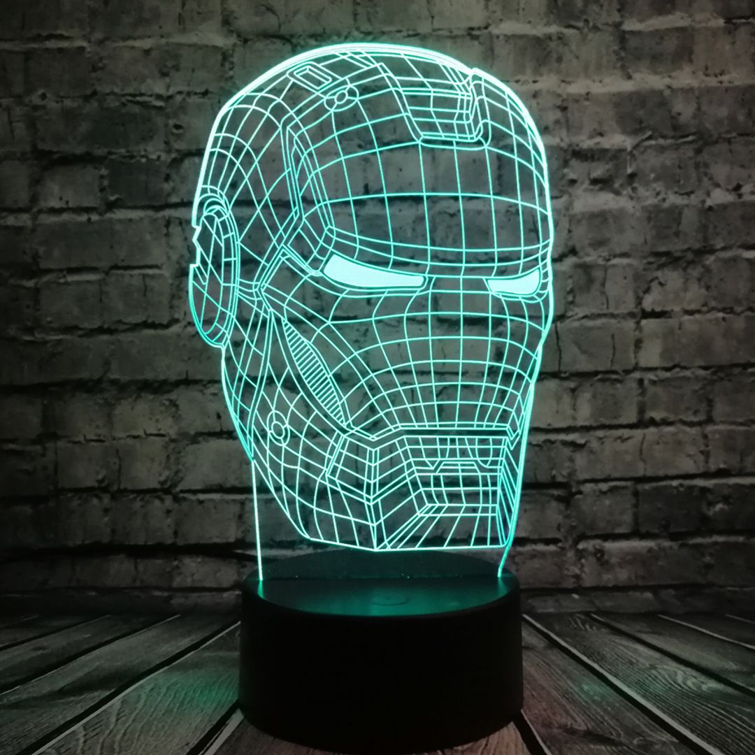 3D Лампа Голова железного человека 3D Лампа Голова железного человека