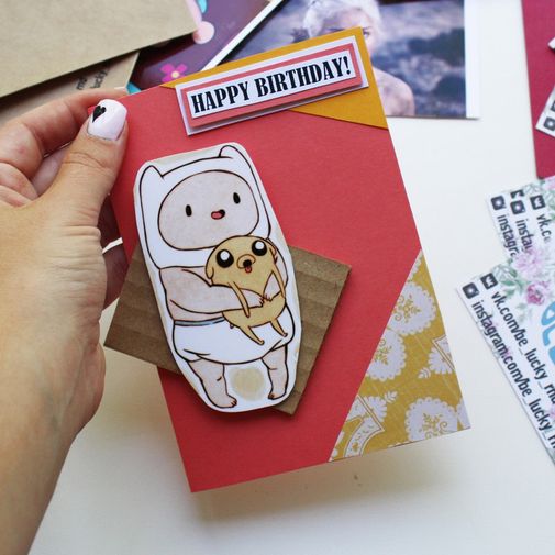 Открытка Adventure Time Happy Birthday Небольшой формат Открытка Adventure Time Happy Birthday Небольшой формат