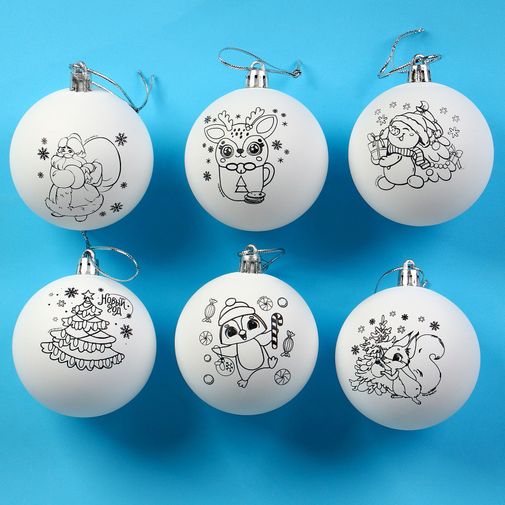 Набор для творчества Елочные шары под раскраску Время сказки (6 шт) Набор для творчества Елочные шары под раскраску Время сказки (6 шт)