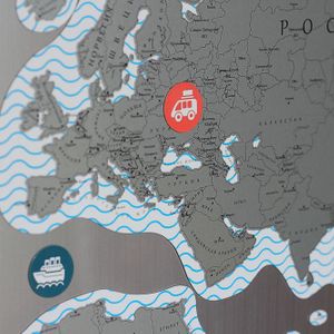 Магнитная Скретч-карта мира True Map Puzzle Silver Магнитная Скретч-карта мира True Map Puzzle Silver