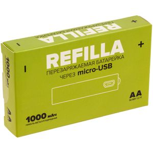 Набор перезаряжаемых батареек Refilla AA 1000 мАч (2 шт)