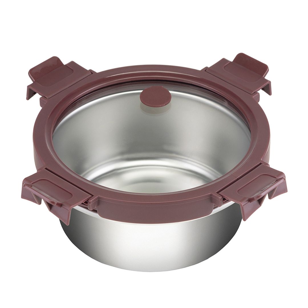 Ланч-бокс стальной со стеклянной крышкой сливовый (650 мл) Ланч-бокс стальной со стеклянной крышкой сливовый (650 мл)