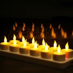 Электронные свечи (12 шт, мерцающие, с подзарядкой)