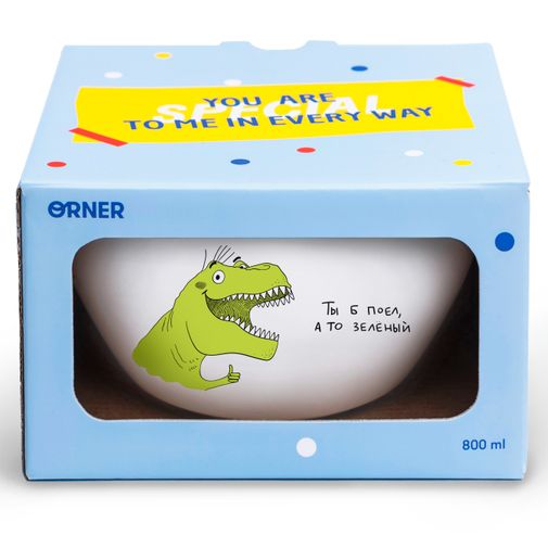 Тарелка глубокая Дино Ты б поел, а то зеленый Тарелка глубокая Дино Ты б поел, а то зеленый