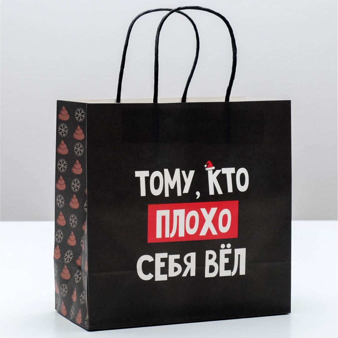 Подарочный пакет Кто плохо себя вел (22 х 22 х 11 см)