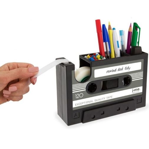 Настольный органайзер Кассета Rewind Desk Tidy (Черный с серым) Использование держателя для скотча Настольный органайзер Кассета Rewind Desk Tidy (Черный с серым) Использование держателя для скотча