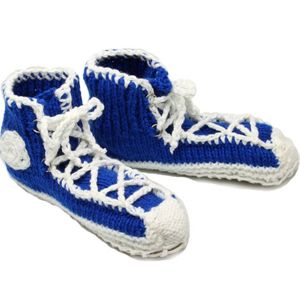 Вязаные тапочки Кеды (Синий)