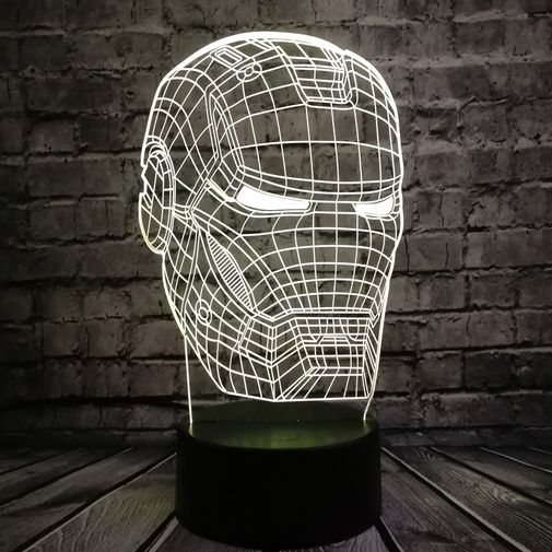 3D Лампа Голова железного человека 3D Лампа Голова железного человека