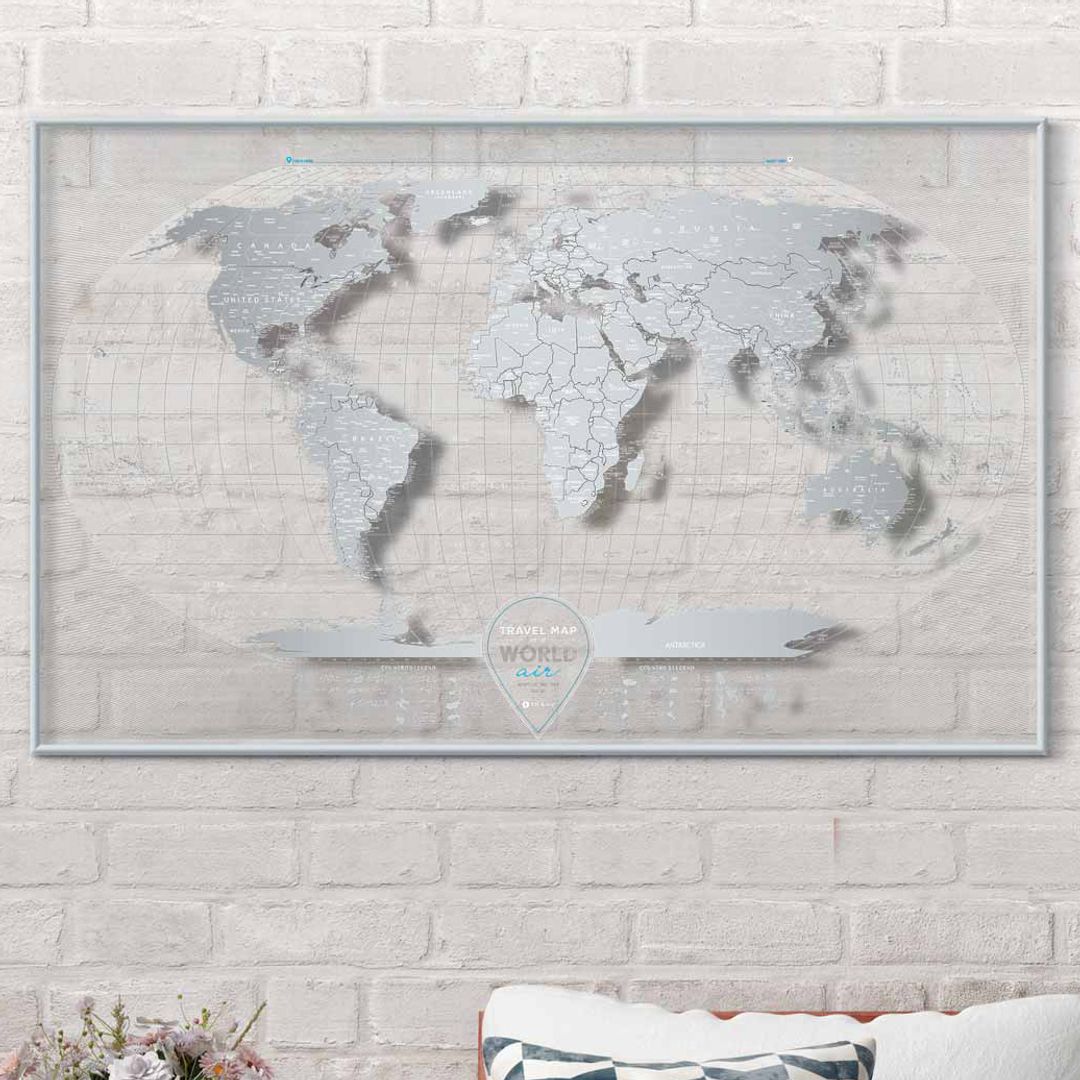 Скретч-карта мира Travel Map Air World в металлической раме (на английском)