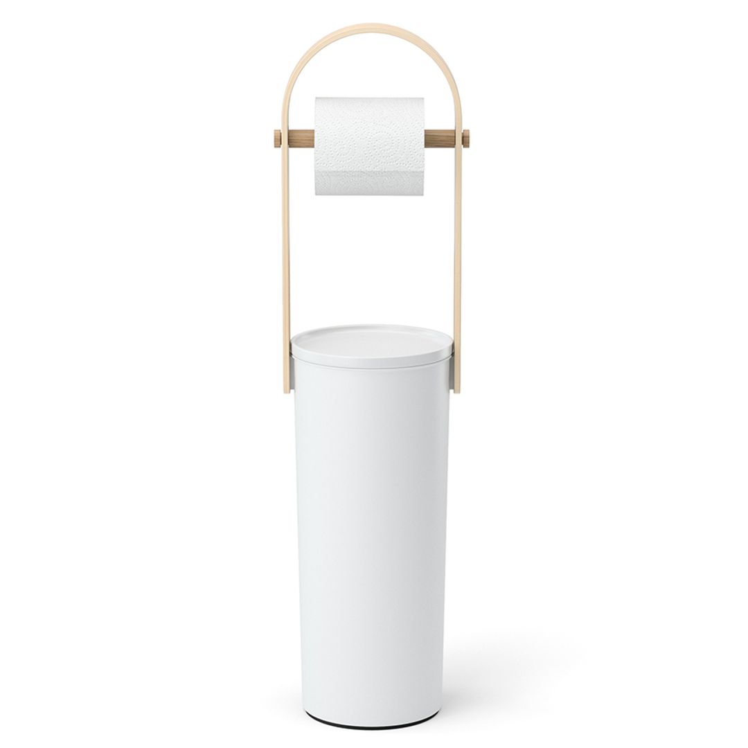 Держатель-органайзер для туалетной бумаги Bellwood (белый/натуральное дерево)