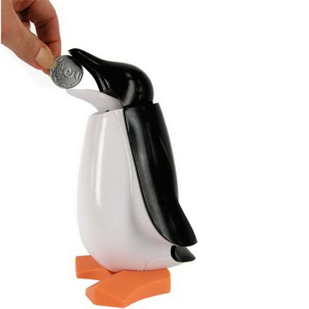 Копилка Пингвин (Черный) С монеткой