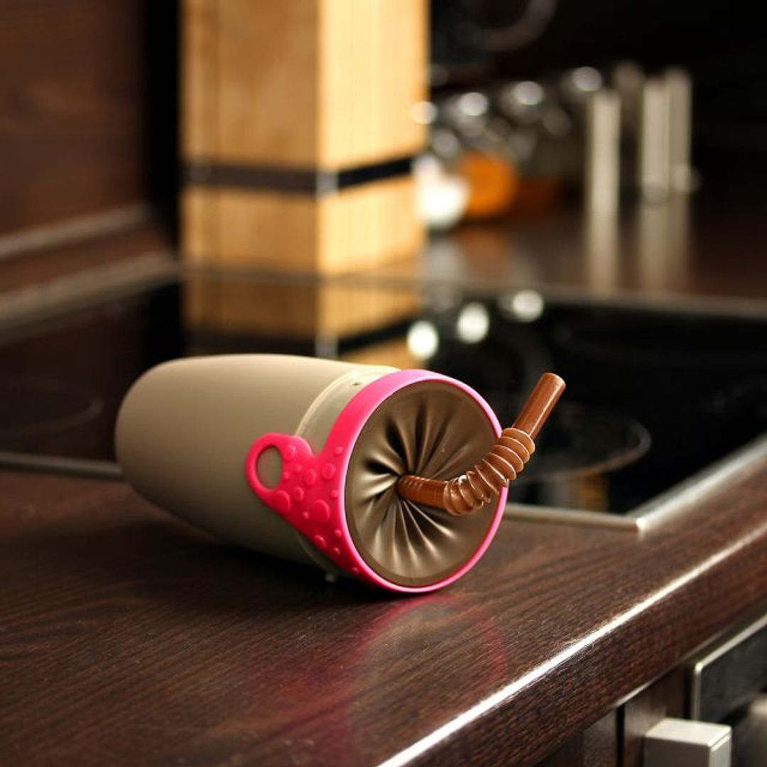 Стакан Непроливайка с трубочкой Spin Cup (Розовый с коричневым) Стакан Непроливайка с трубочкой Spin Cup (Розовый с коричневым)