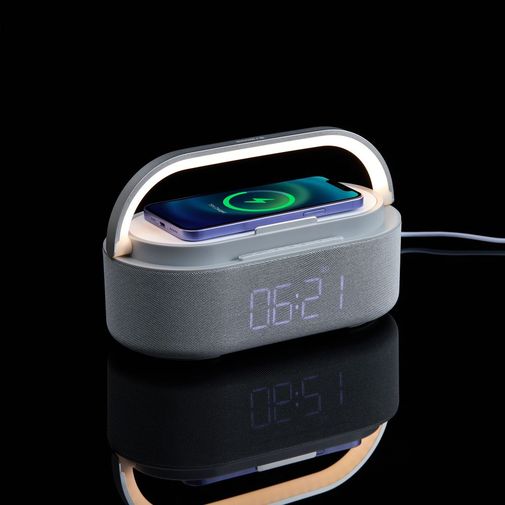 Колонка с часами и беспроводной зарядкой Veske ver.2 (серый) Колонка с часами и беспроводной зарядкой Veske ver.2 (серый)