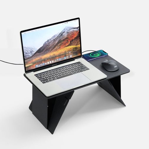 Складной стол для ноутбука с беспроводной зарядкой Kickstand Table (серый)
