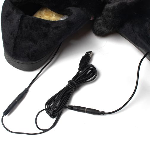 Тапочки с подогревом от USB Черные кролики Тапочки с подогревом от USB Черные кролики