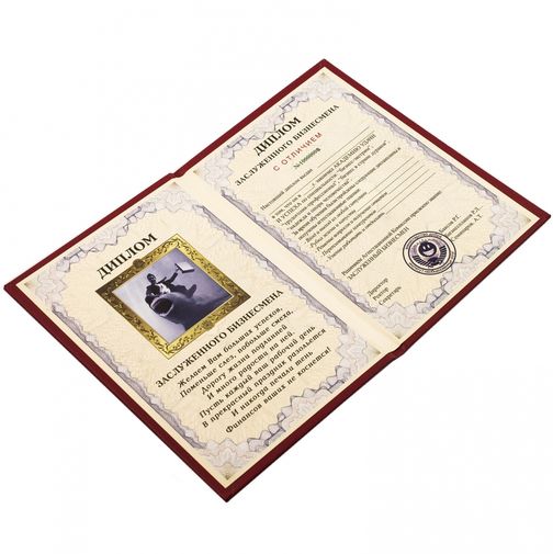 Диплом заслуженного бизнесмена Диплом заслуженного бизнесмена