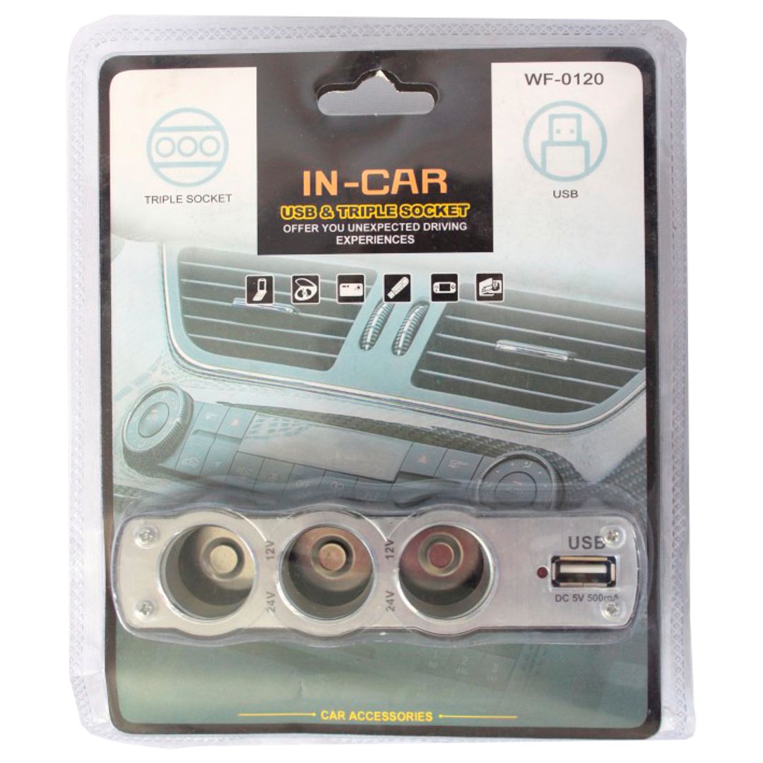 Разветвитель для прикуривателя с USB разъемом In-car Разветвитель для прикуривателя с USB разъемом In-car