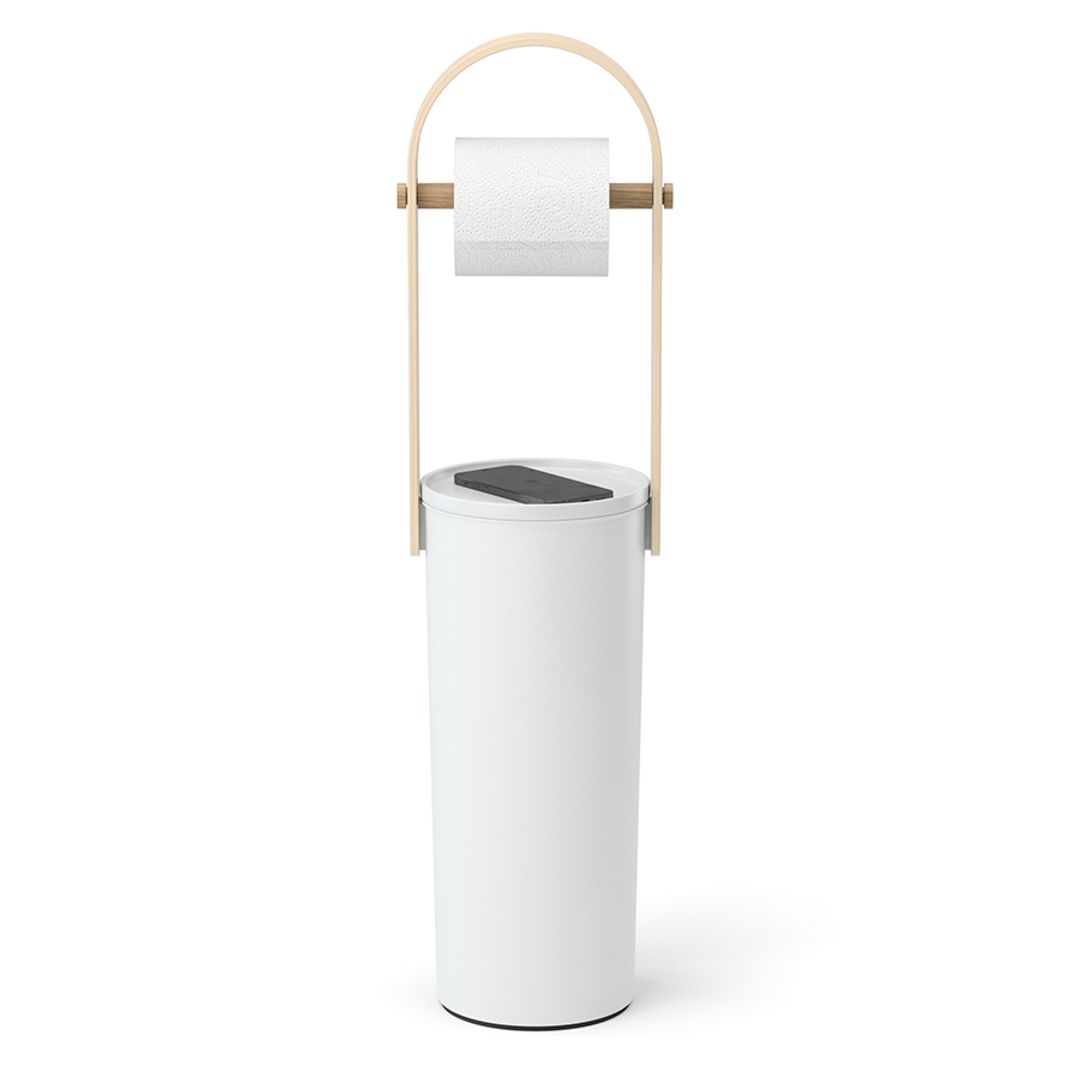 Держатель-органайзер для туалетной бумаги Bellwood (белый/натуральное дерево)