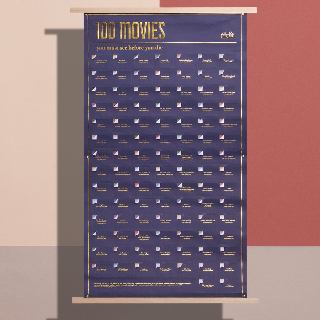 Плакат 100 фильмов которые нужно посмотреть Плакат 100 фильмов которые нужно посмотреть
