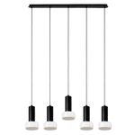 Светильник подвесной каскадный Fungus, 15х25 см, 5 плафонов, белый/черный