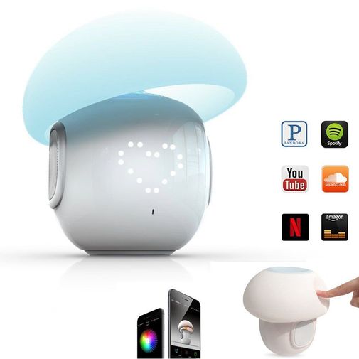 Умный динамик Гриб (с будильником) (Белый с голубым)