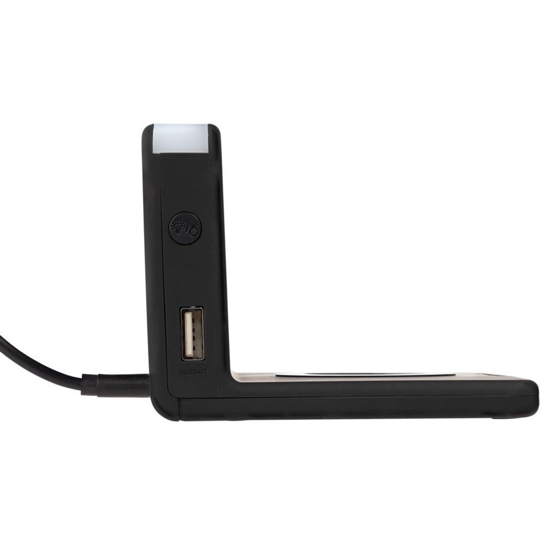 Часы настольные с беспроводным зарядным устройством Pitstop (черный)