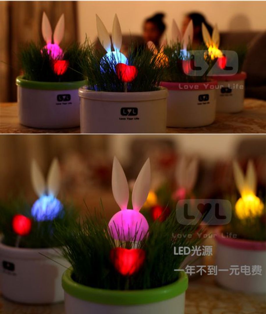 Ночник-горшок с сердечком и кроликом Ночник-горшок с сердечком и кроликом