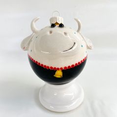 Фарфоровый елочный шар Коровка Маруся (ручная роспись)