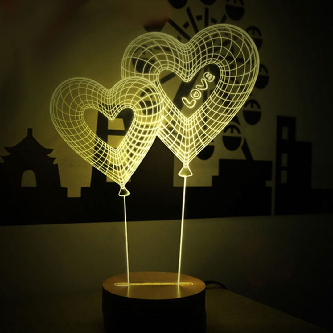 3D Лампа Сердечки