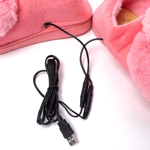 Тапочки с подогревом от USB Розовые кролики