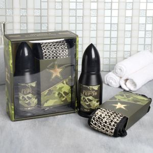 Подарочный набор 23 февраля Настоящий защитник (гель для душа и мочалка)