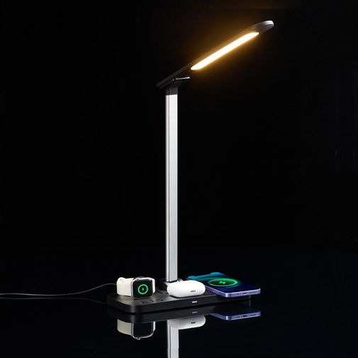 Настольная лампа с беспроводной зарядкой Power Light (черный) Настольная лампа с беспроводной зарядкой Power Light (черный)