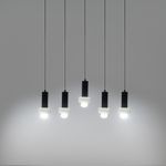 Светильник подвесной каскадный Fungus, 15х25 см, 5 плафонов, белый/черный