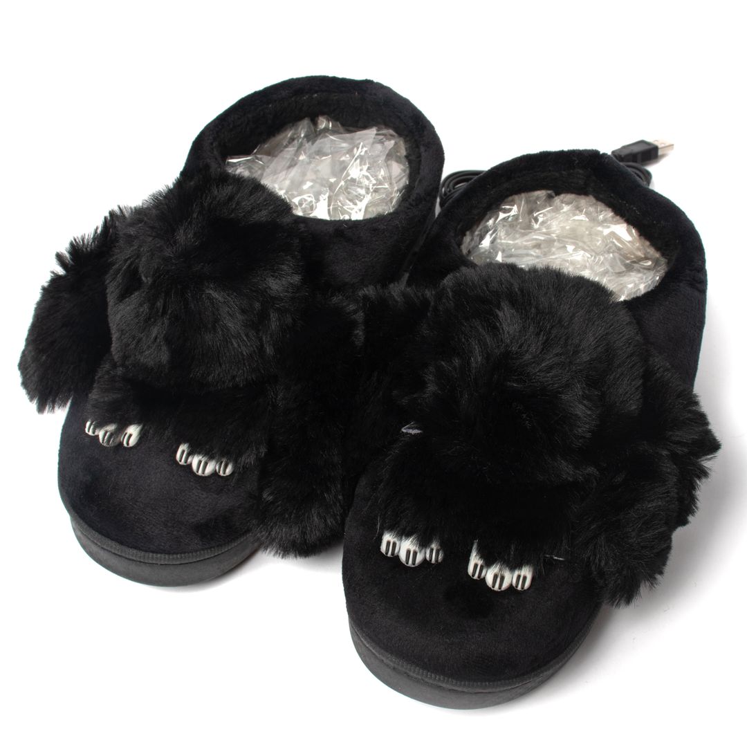 Тапочки с подогревом от USB Черные кролики Тапочки с подогревом от USB Черные кролики